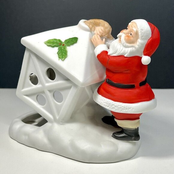 Colonial Candle of Cape Cod Santa With Lantern Ceramic Votive Holder Christmas - Picture 7 of 10